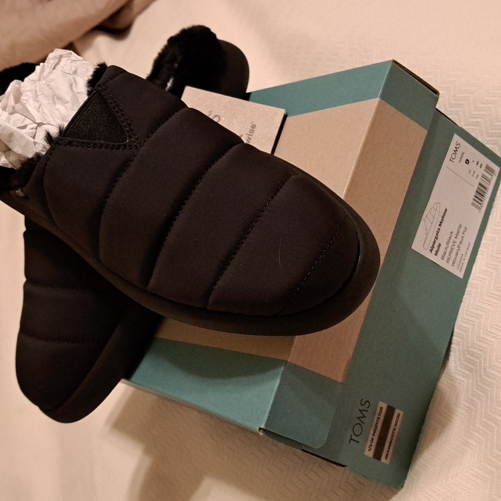 Toms Alpargata Mallow Mule Black